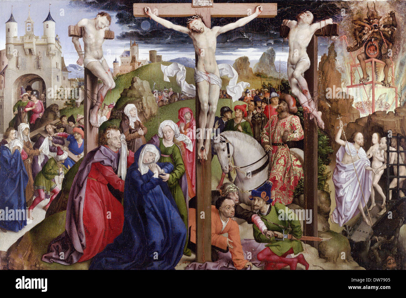 Dreux Bude Master, The Crucifixion. Circa 1450. Oil on panel. The J. Paul Getty Museum. Stock Photo