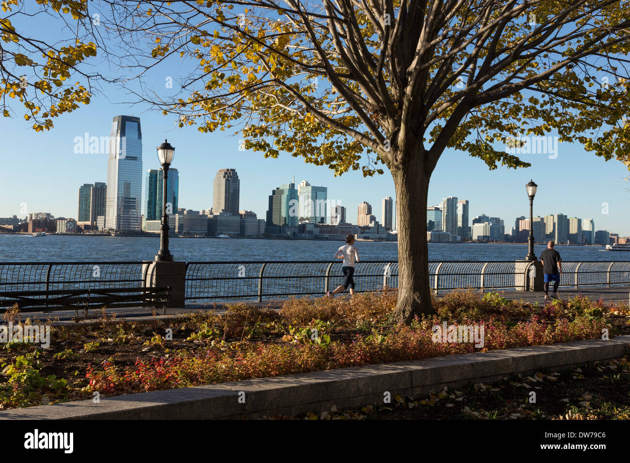 The Esplanade of Battery Park City with the Hudson River and New Jersey  Skyline in Background, NYC Stock Photo - Alamy