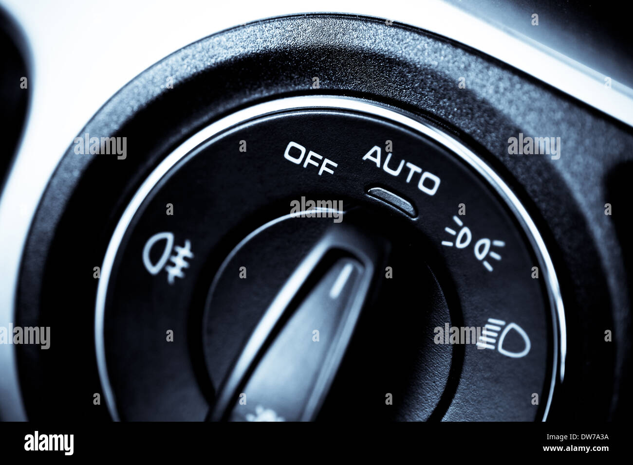 Detail of the headlight button in a car Stock Photo Alamy