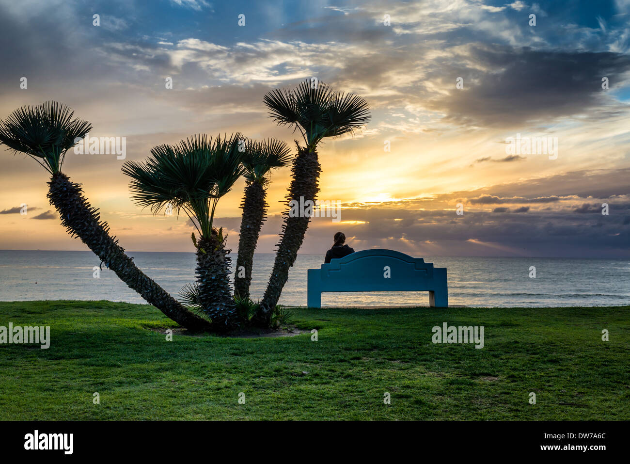 Coastal sunset viewed from Law Street Park. San Diego, California, United States. Stock Photo