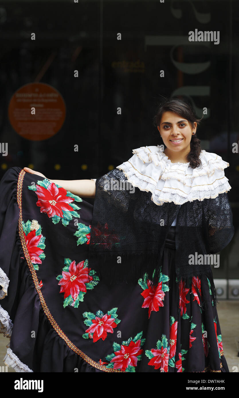 A Colombian woman wearing traditional dress, Bogota, Colombia Stock Photo