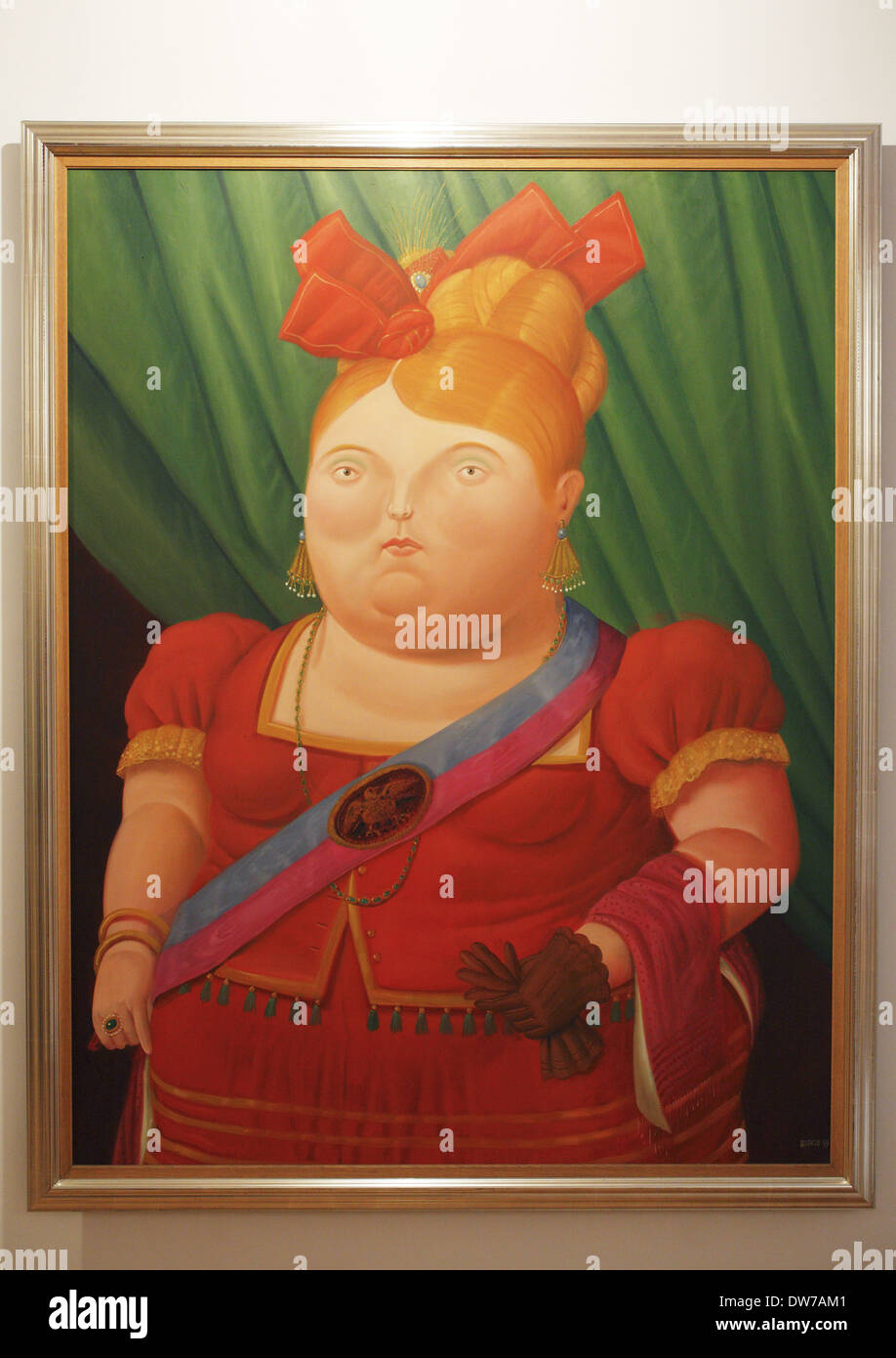 La primera dama (1997) by Fernando Botero, Botero Museum of the Banco de la República,  Bogotá, Colombia Stock Photo