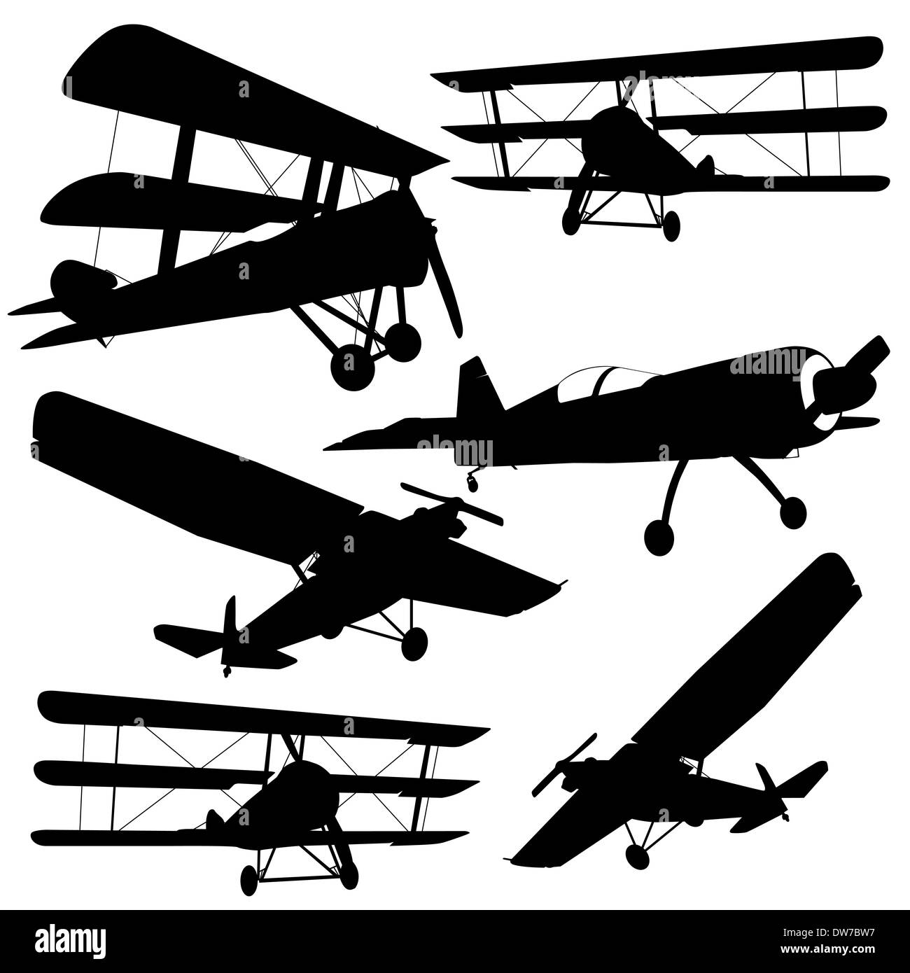 Collection of different combat aircraft silhouettes. vector ...