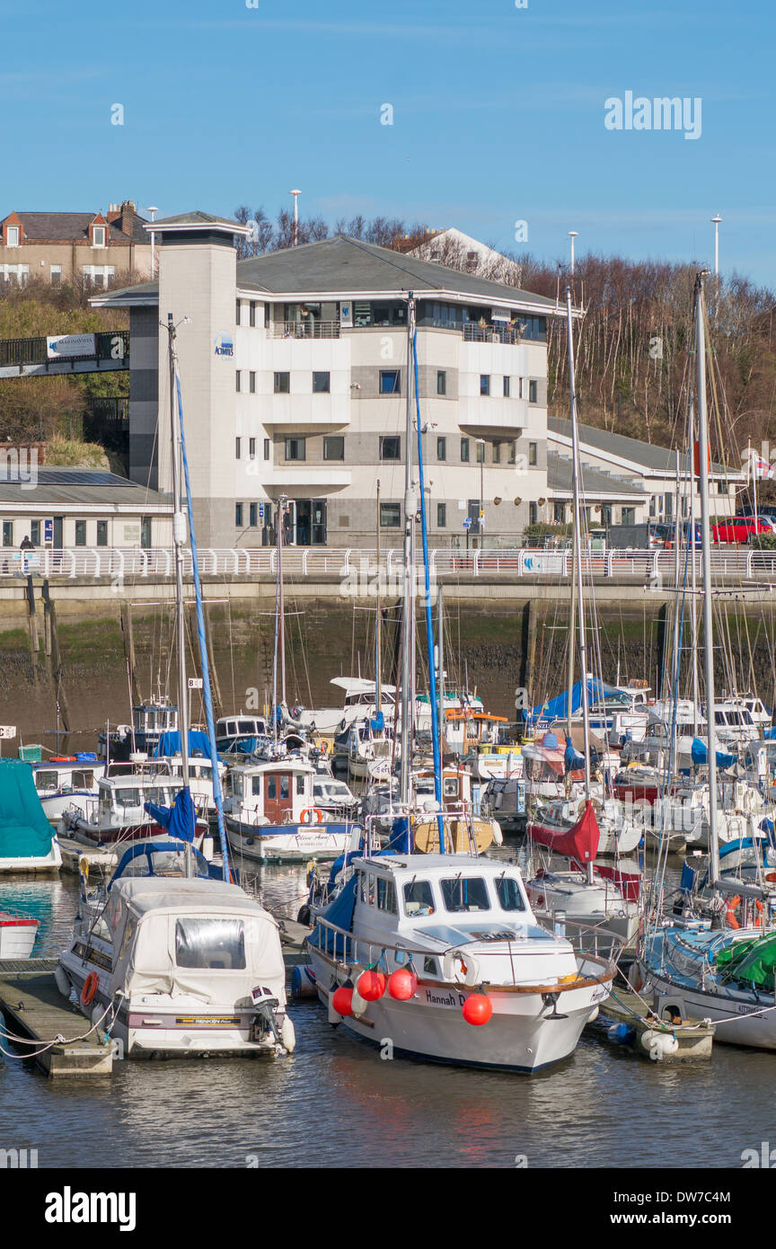 Boats moored within Roker marina and Marine Activities Centre England