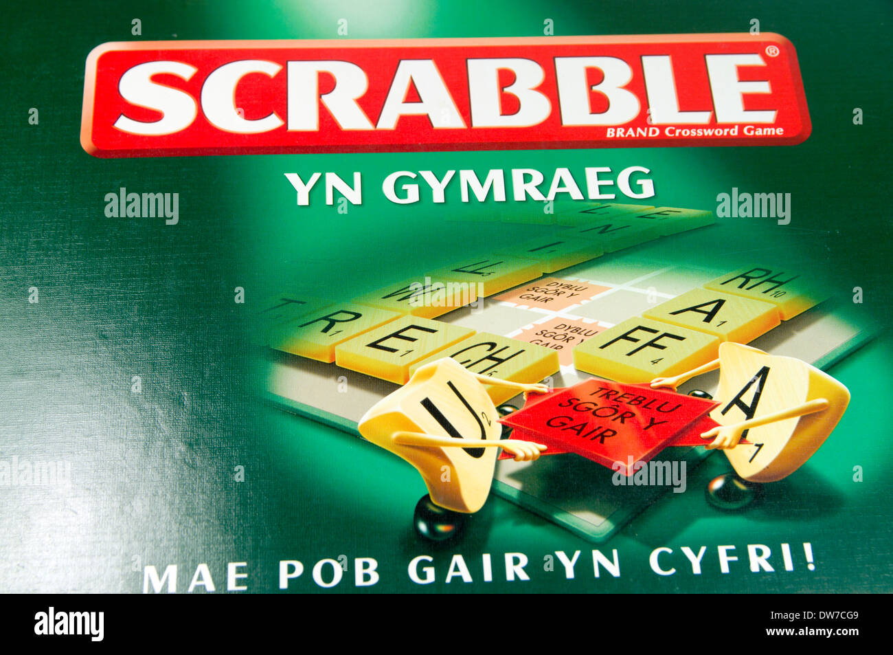 Welsh language version of Scrabble board game. Stock Photo