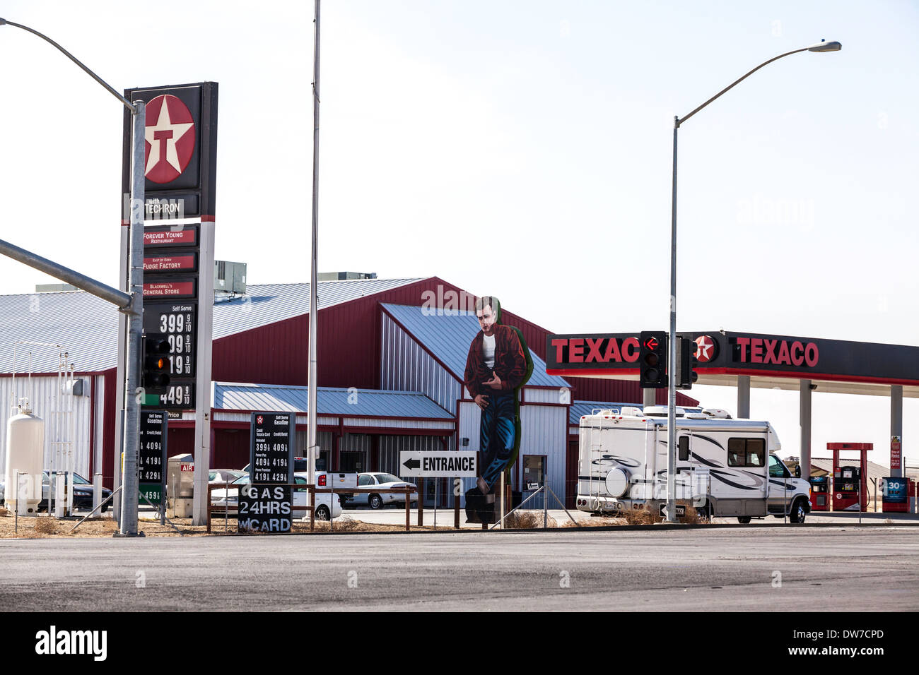 A gas station at the intersection of California Interstate 5 and state
