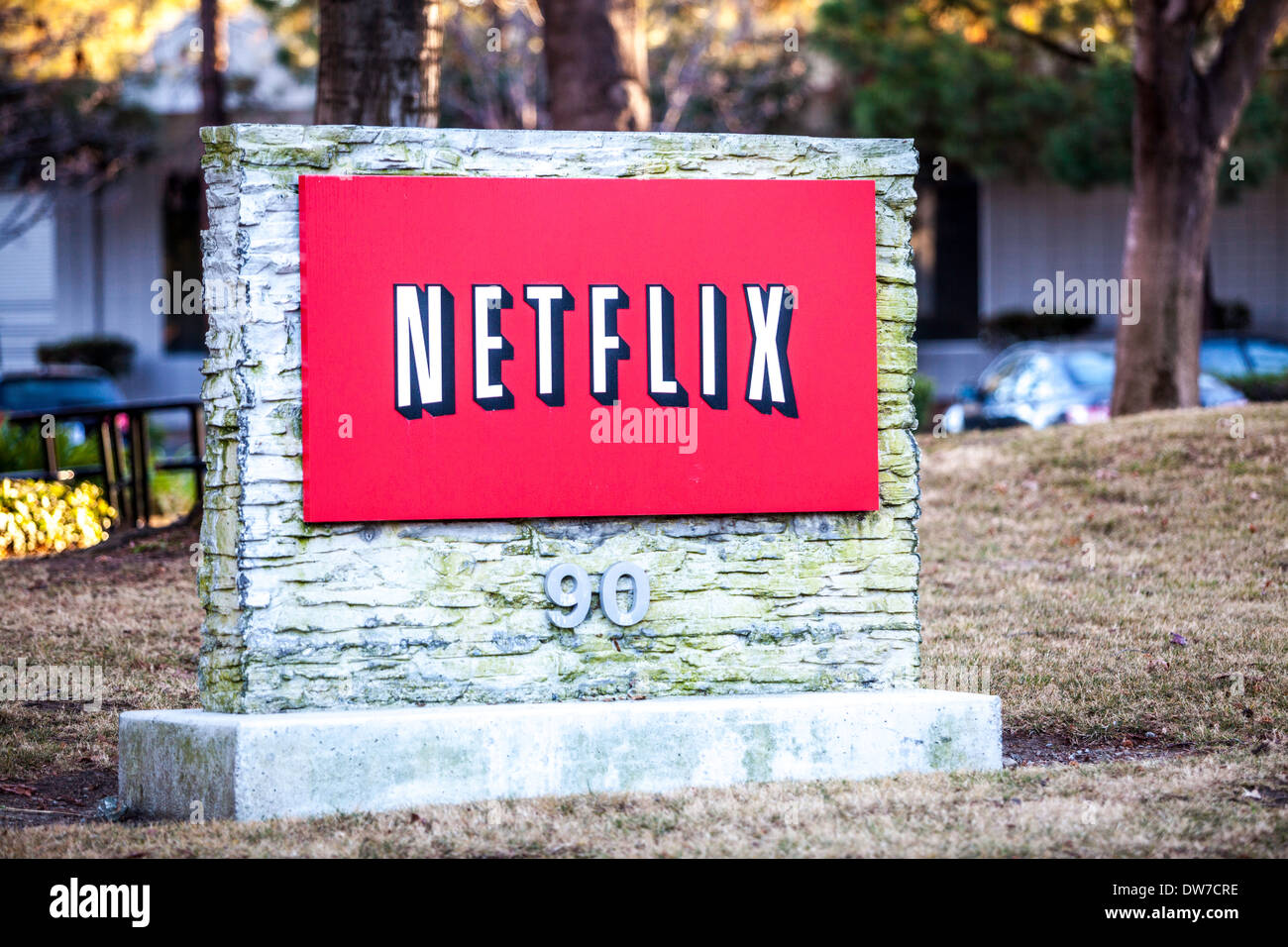 A Netflix sign in Los Gatos California Stock Photo
