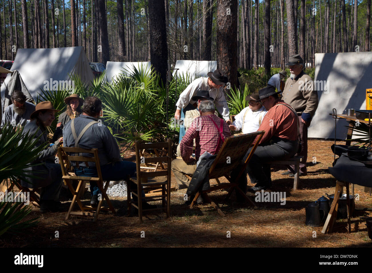 Reenactors at Olustee Battlefield Historic State Park near Lake City, Florida, USA Stock Photo