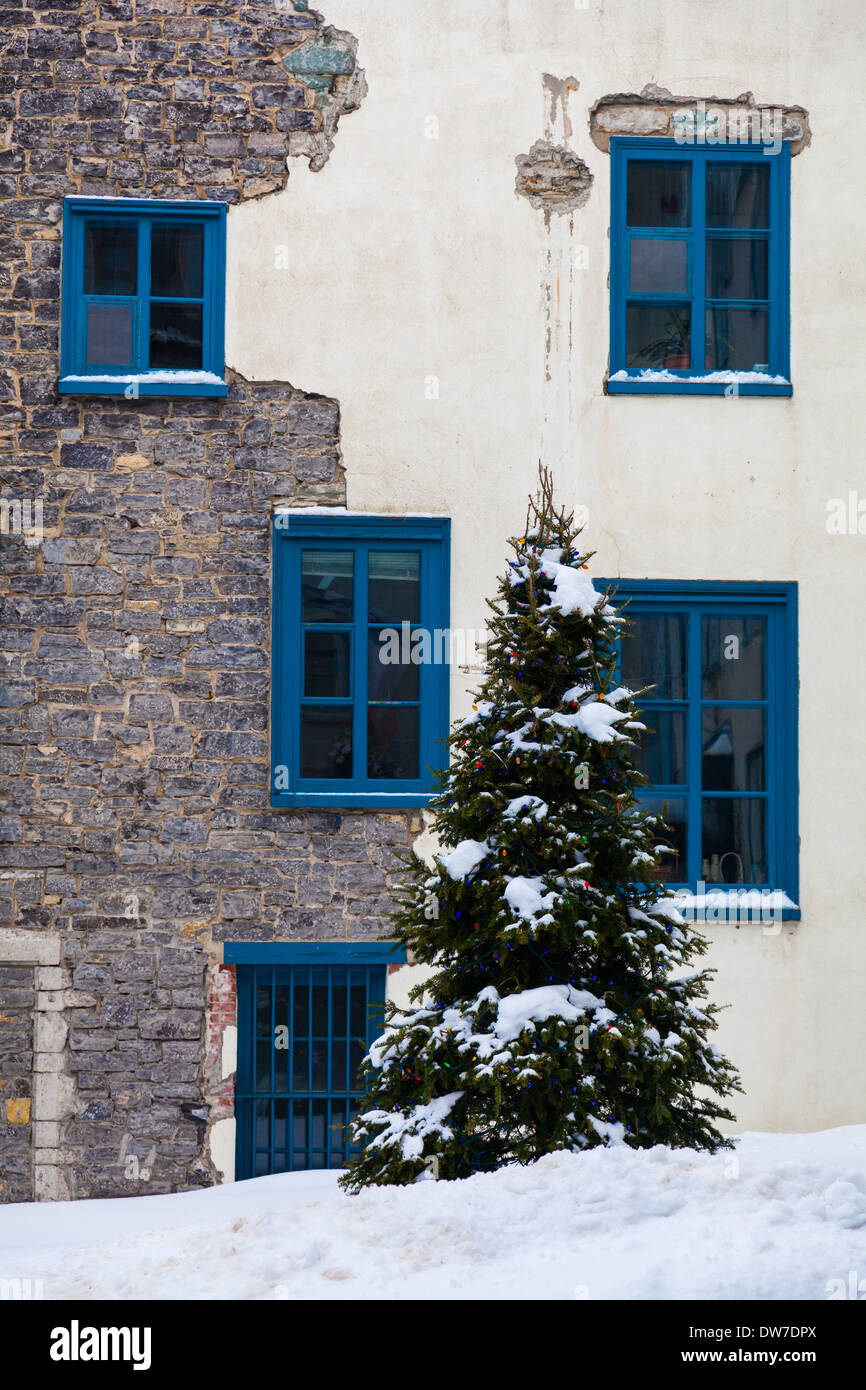 Abstract image of windows on a house in old Quebec City, Canada Stock
