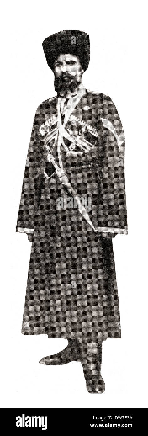 A Cossack during WWI. From The War Illustrated Album Deluxe, published 1915. Stock Photo