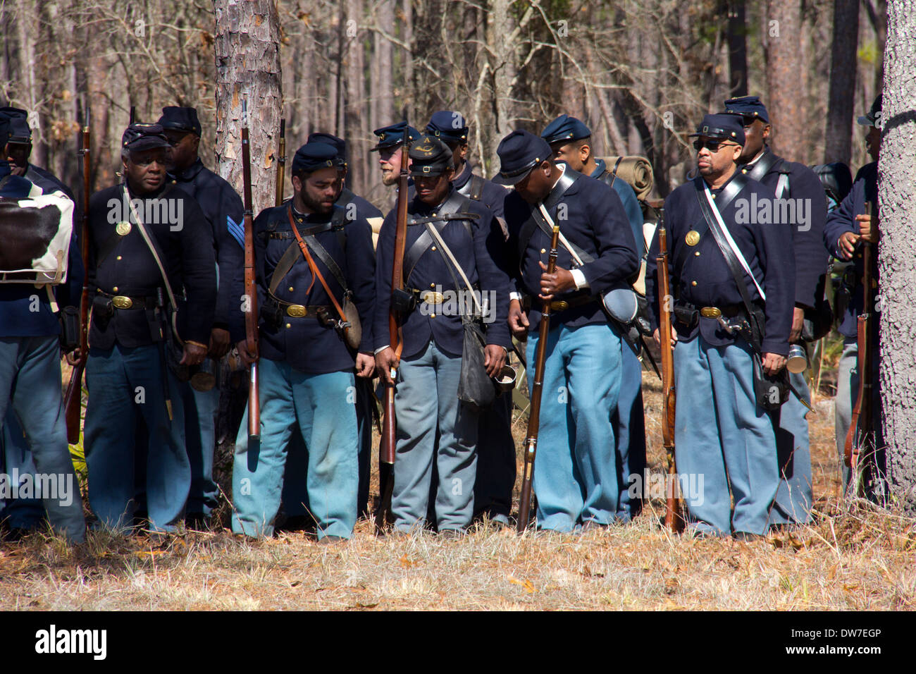 African American soldiers at Olustee Battlefield Historic State Park near Lake City, Florida, USA Stock Photo