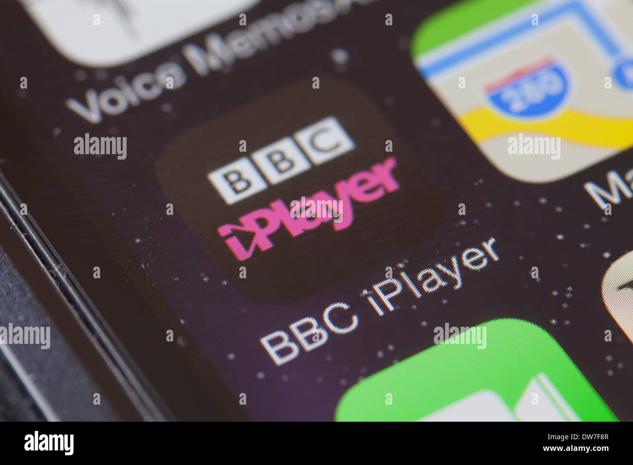 BBC iPlayer app icon on mobile phone. Stock Photo