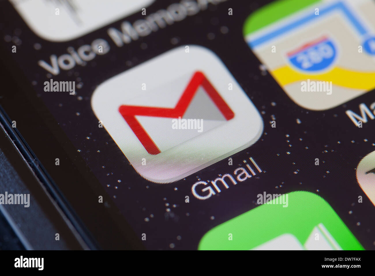 Gmail app icon on mobile phone. Stock Photo