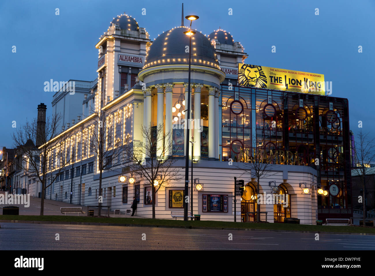 Evening external view of Alhambra Theatre Bradford West Yorkshire UK