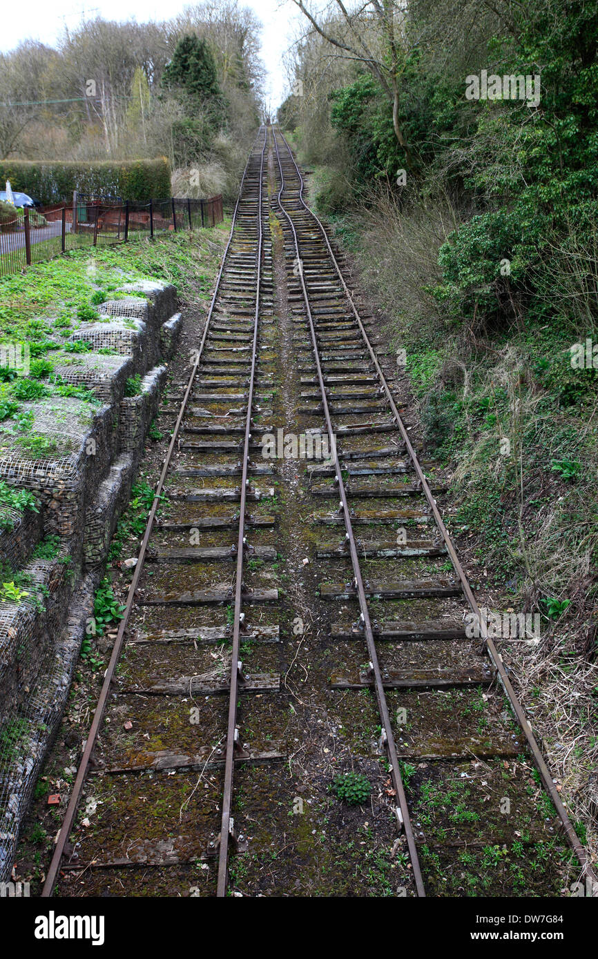 The Hay Inclined Plane railway tracks at the Tar Tunnel Museum Stock