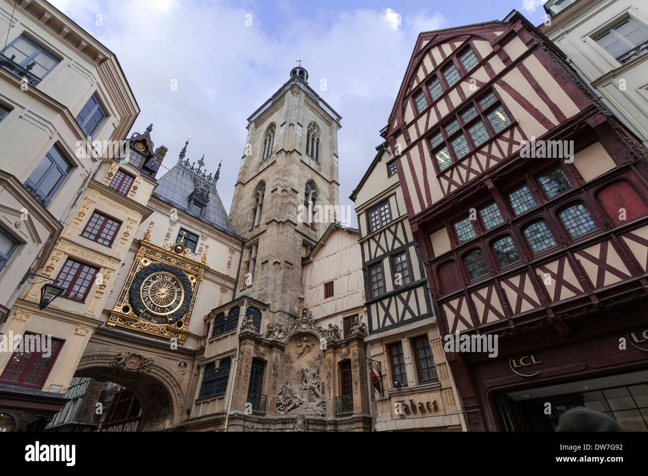 Rue du Gros Horloge, with the Gros Horloge. A fourteenth-century ...