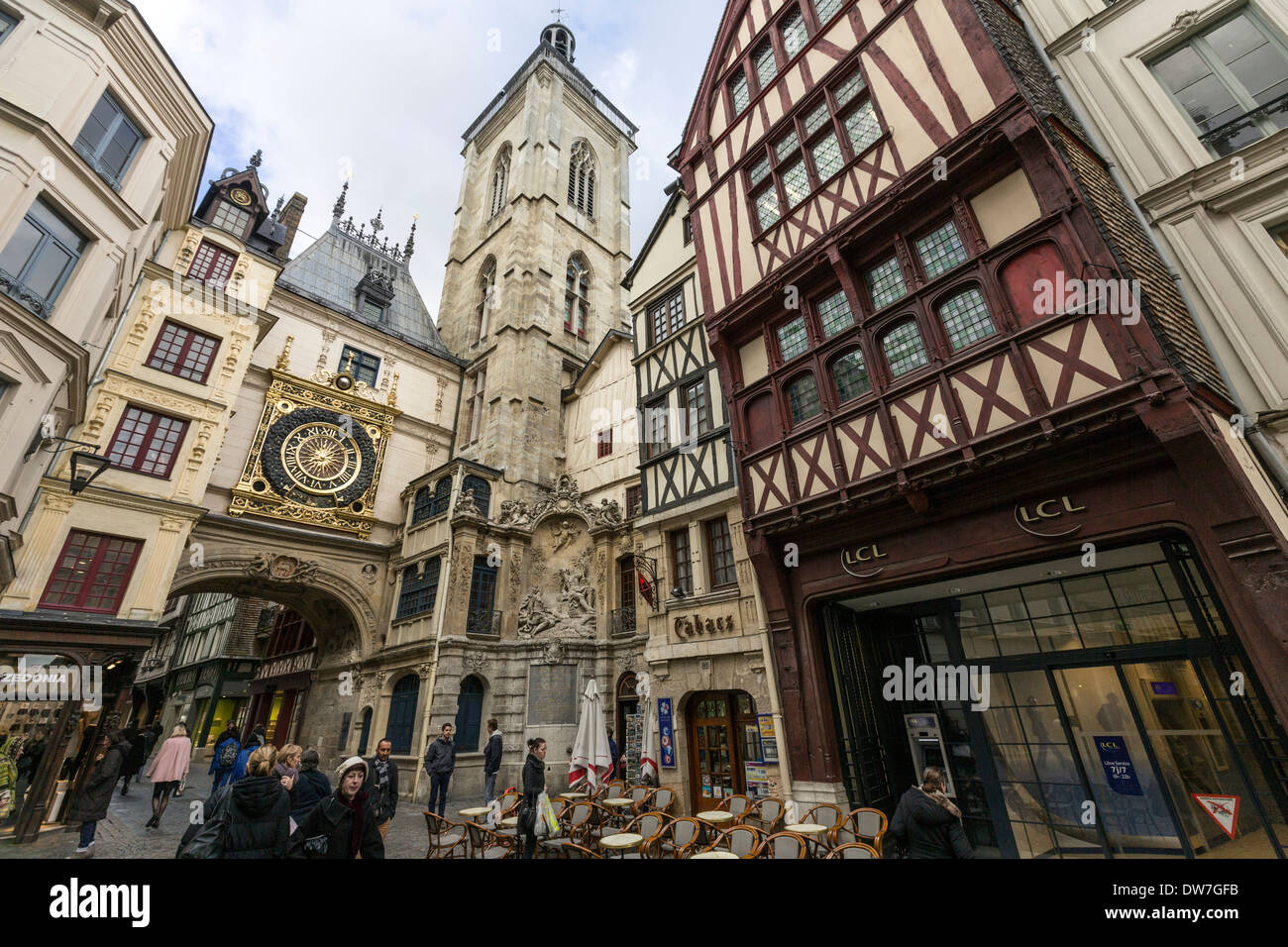 Rue du Gros Horloge, with the Gros Horloge. A fourteenth-century ...