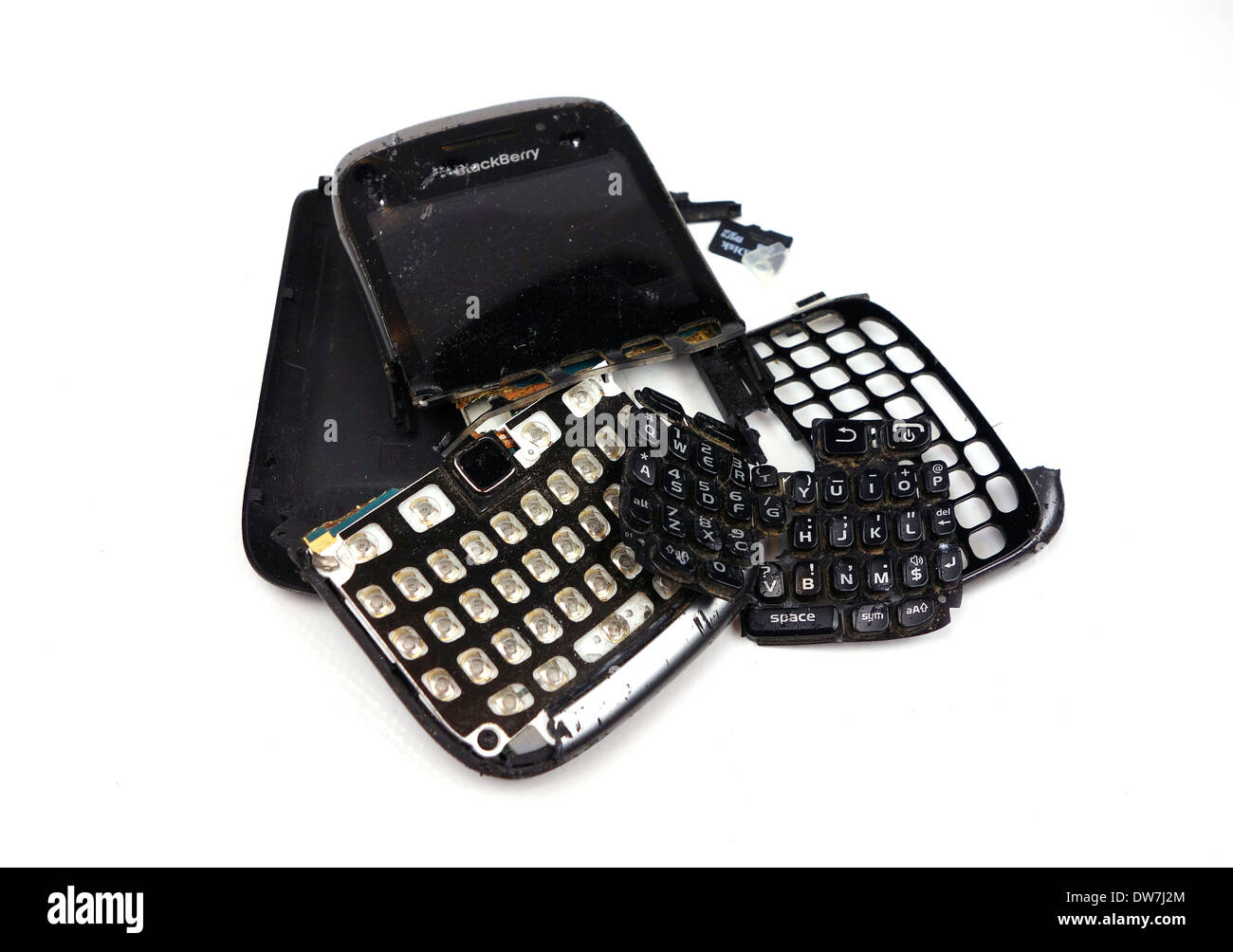a broken blackberry smartphone Stock Photo