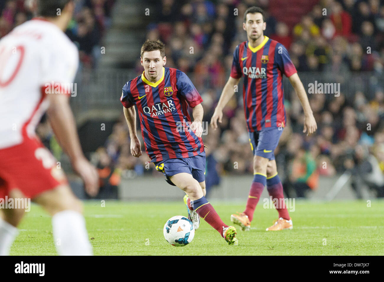 Barcellona, Spain. 2nd Mar, 2014. Leo Messi in the match of the day 26 of the Spanish Liga BBVA between FC Barcelona and U.D. Almeria, played at the Camp Nou stadium, the march 02, 2014. Credit:  Urbanandsport/NurPhoto/ZUMAPRESS.com/Alamy Live News Stock Photo