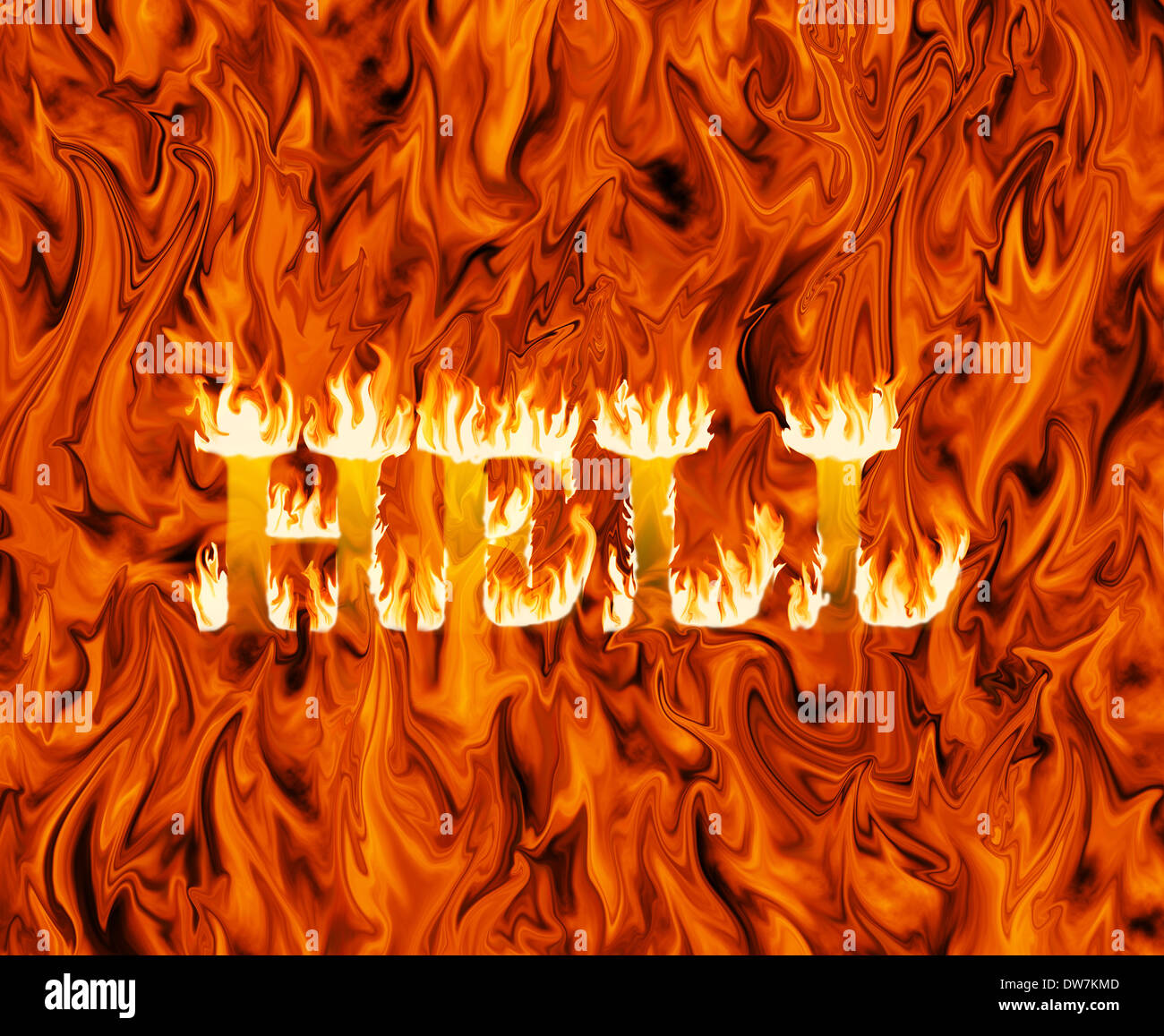 Fire hell hot devil text hi-res stock photography and images - Alamy