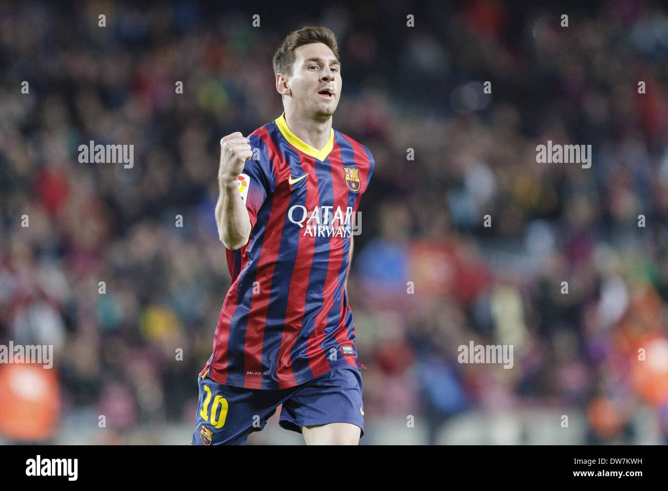 Barcellona, Spain. 2nd Mar, 2014. Leo Messi goal celebration in the match of the day 26 of the Spanish Liga BBVA between FC Barcelona and U.D. Almeria, played at the Camp Nou stadium, the march 02, 2014. Credit:  Urbanandsport/NurPhoto/ZUMAPRESS.com/Alamy Live News Stock Photo