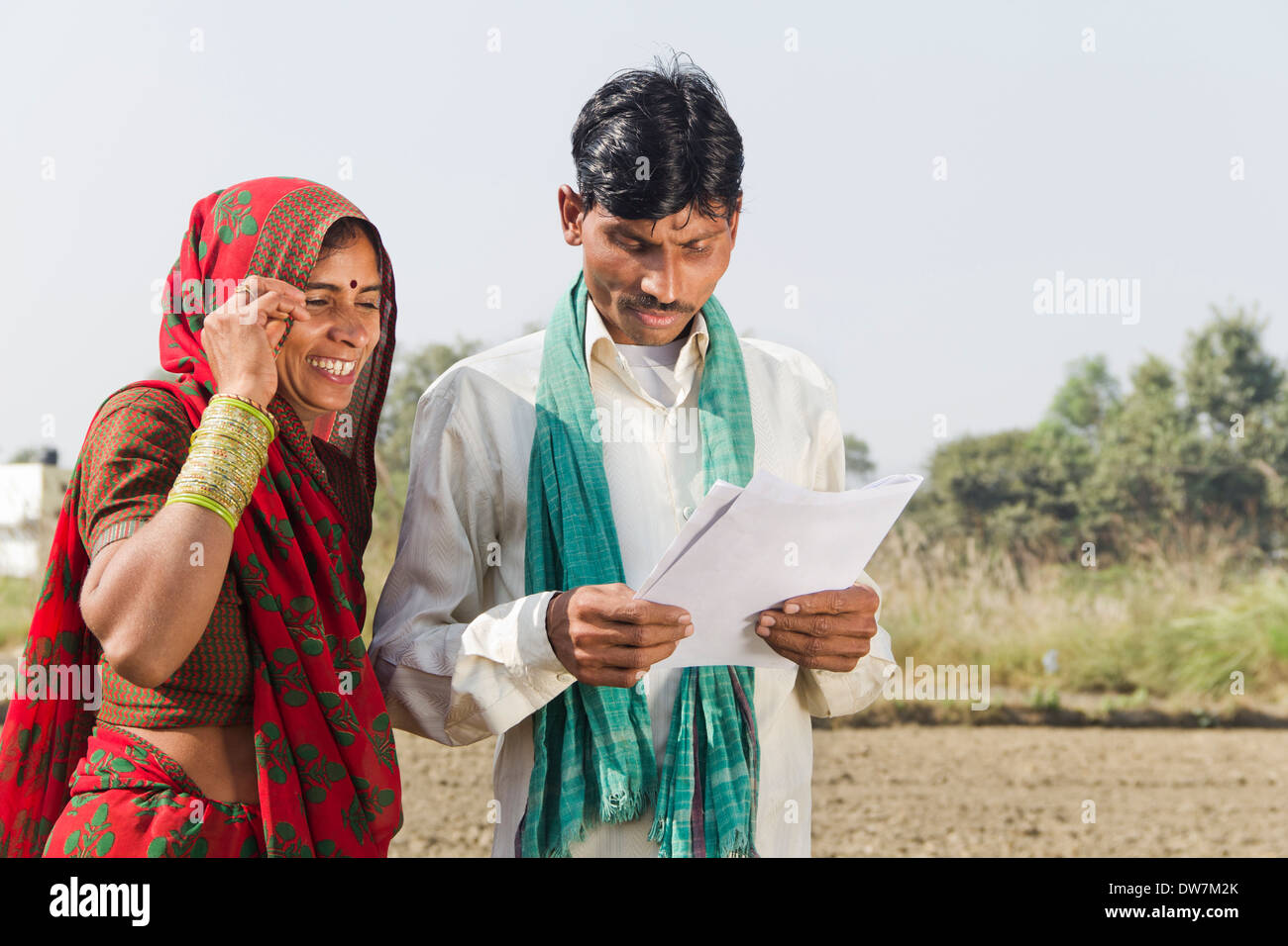 indian village farmer standing with wife in farm Stock Photo - Alamy