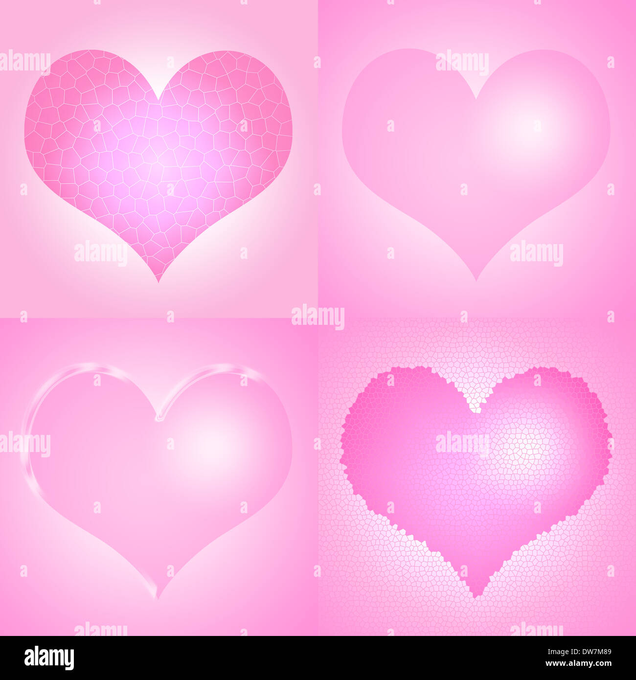 Set Of Pink Valentine's Day Heart Illustrations Stock Photo - Alamy