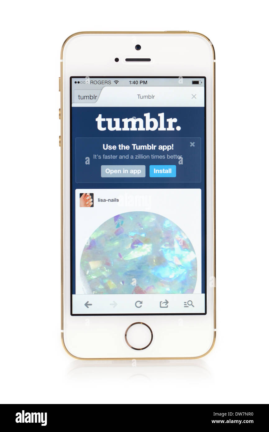Tumblr App screen on iPhone 5S, iPhone 5 S, App ready for Install Stock Photo