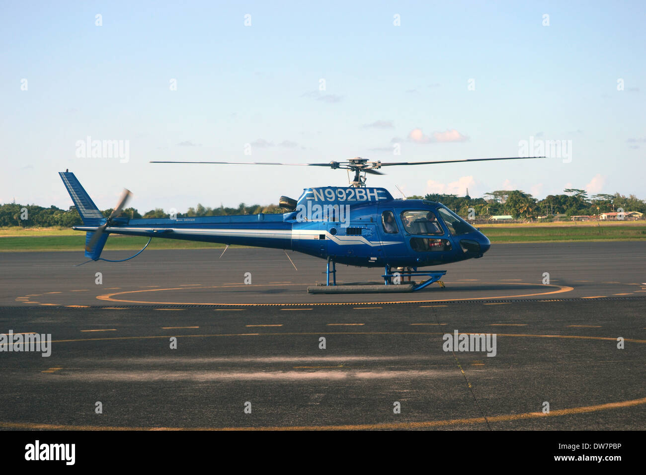 Tour helicopter at Hilo International Airport, Hilo, Big Island, Hawaii, USA Stock Photo