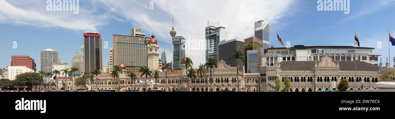 Kuala Lumpur Malaysia City Skyline from Merdeka Square Panorama Stock Photo