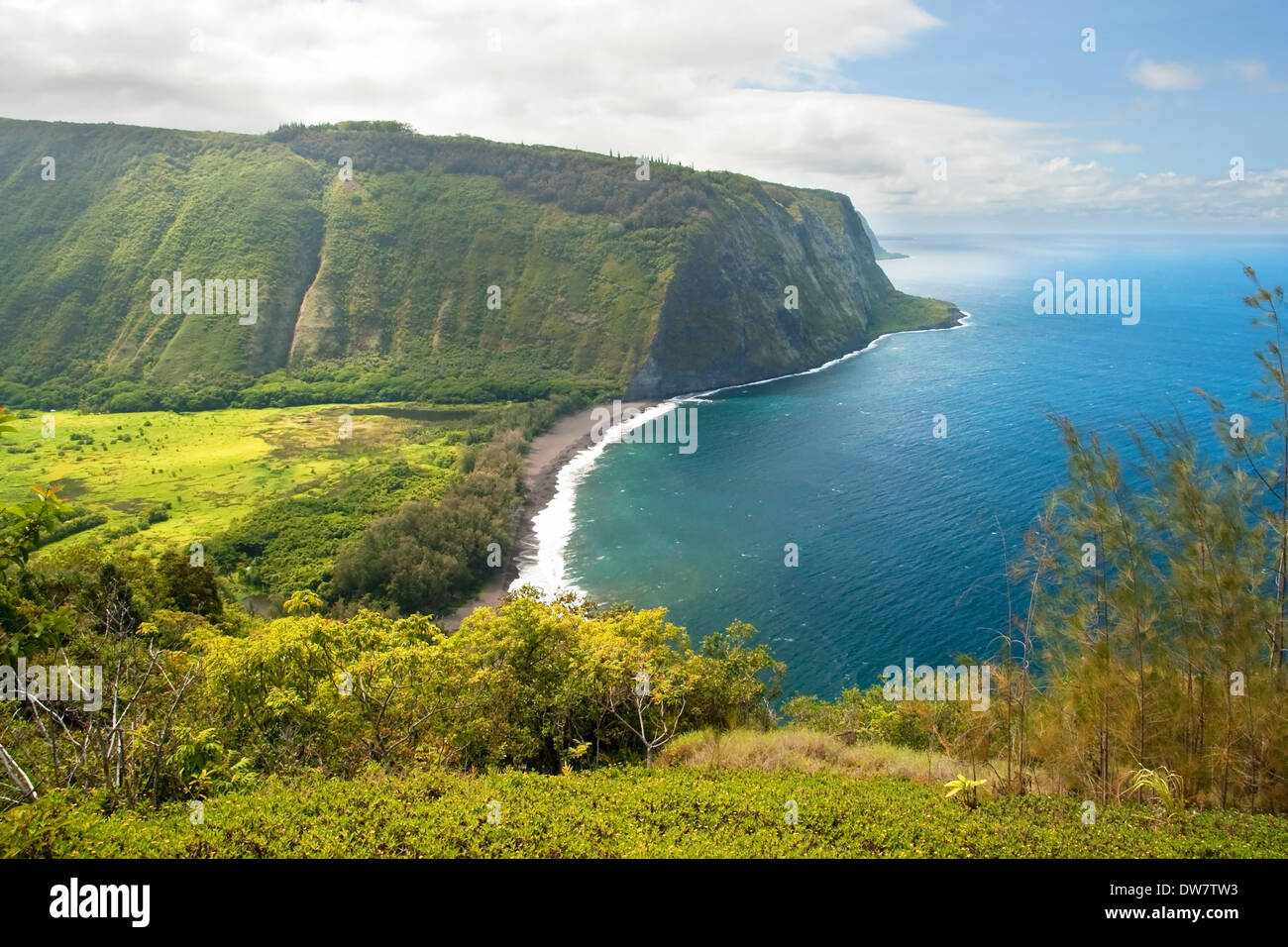 Waipio valley lookout on Hawaii Big Island Stock Photo