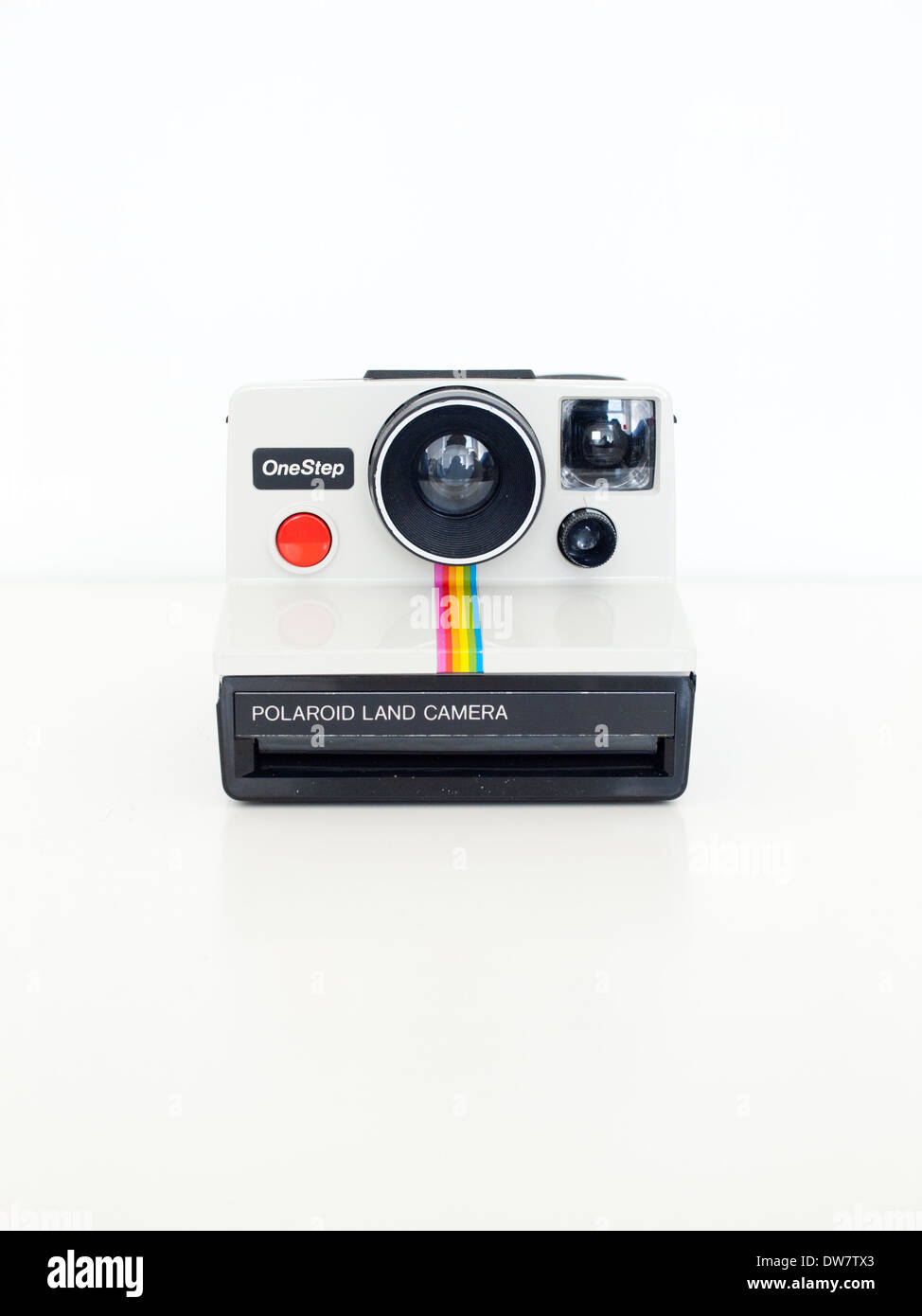 A Polaroid OneStep SX-70 Land Camera. (Polaroid OneStep White and  Rainbow-striped camera Stock Photo - Alamy