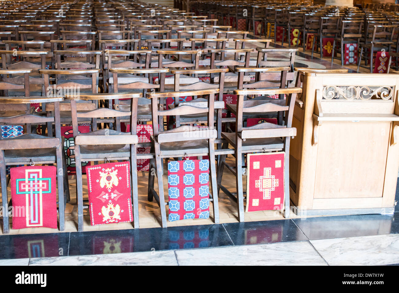 Pews in St Anne's Cathedral, Belfast Stock Photo