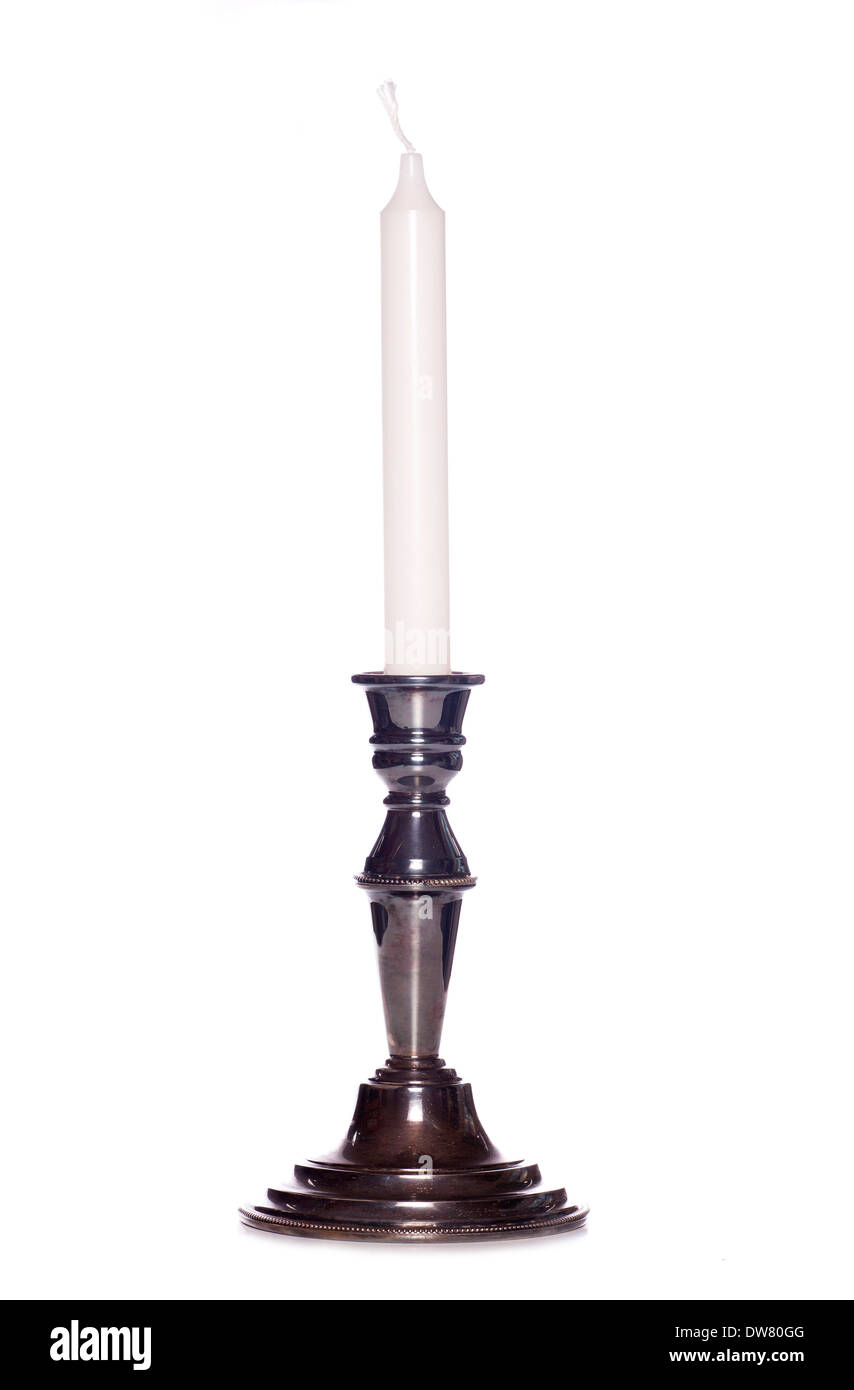 white candle and candlestick cutout Stock Photo