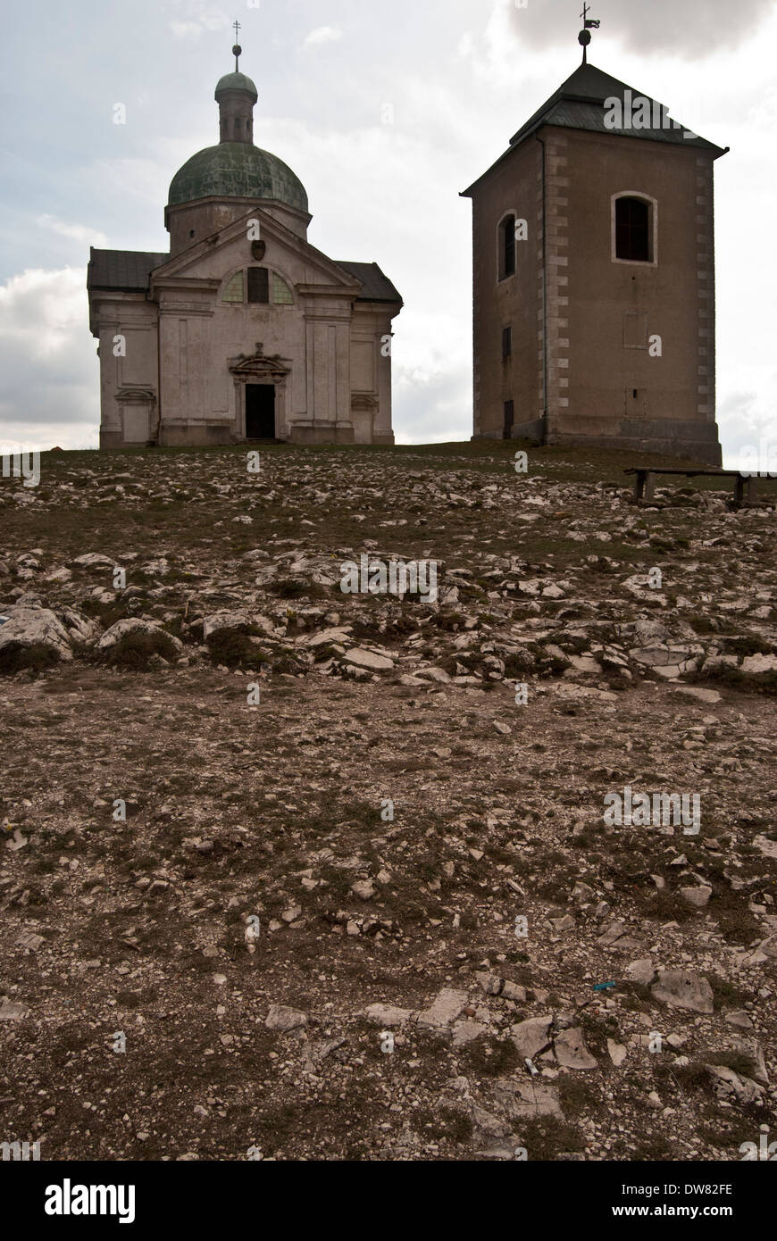 church on the Svaty Kopecek hill above Mikulov city in CHKO Palava near Austrian borders Stock Photo