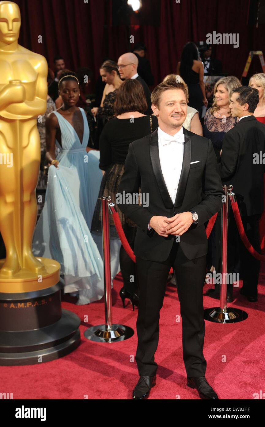 Los Angeles, USA. 2nd Mar, 2014. Jeremy Renner arrives for the red carpet of the Oscars at the Dolby Theatre in Hollywood, the United States, March 2, 2014. Credit:  Yang Lei/Xinhua/Alamy Live News Stock Photo