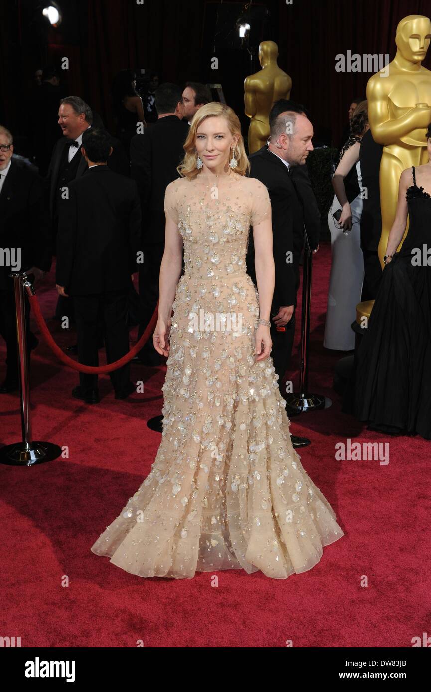 Los Angeles, USA. 2nd Mar, 2014. Cate Blanchett arrives at the red carpet for the Oscars at the Dolby Theatre in Hollywood, the United States, March 2, 2014. Credit:  Yang Lei/Xinhua/Alamy Live News Stock Photo