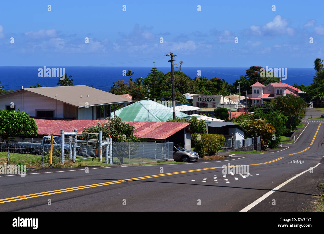 Street in the small town of Honomu, Big Island, Hawaii, USA Stock Photo Alamy