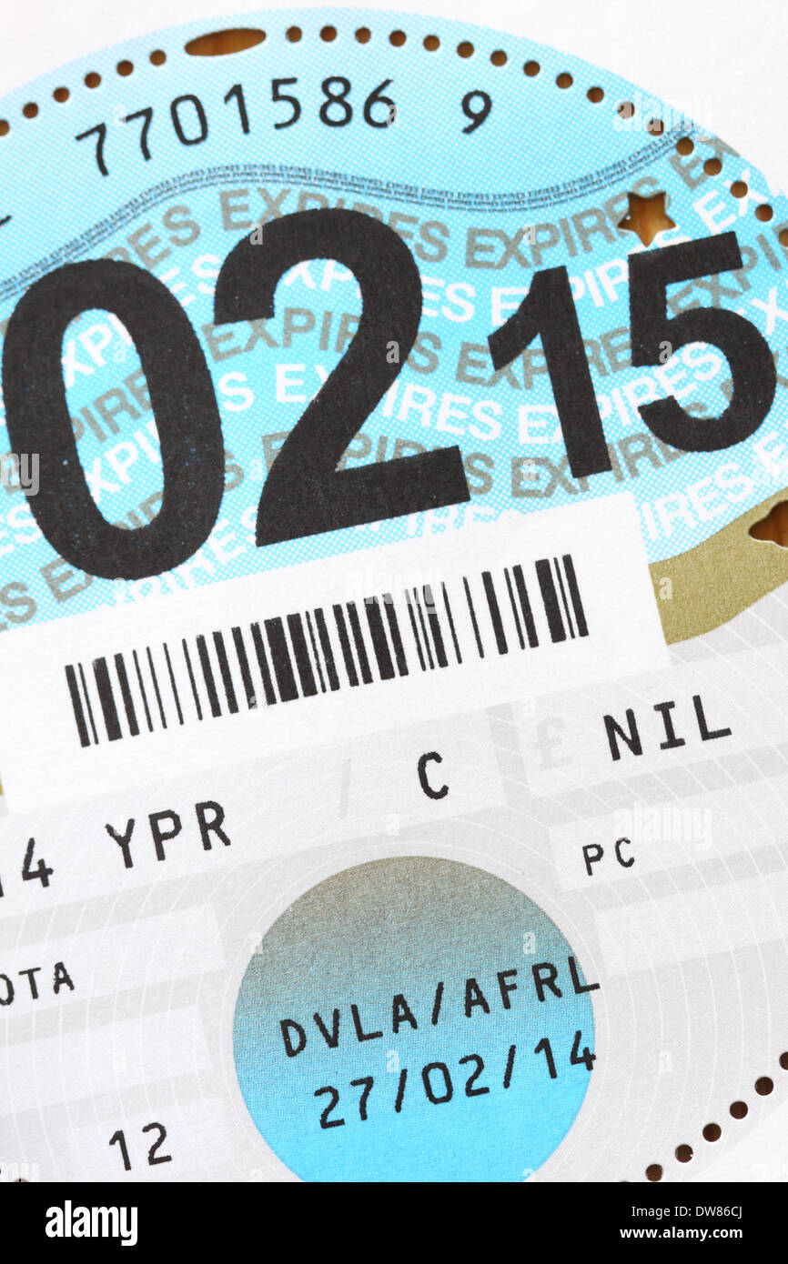UK Road Tax disc 2014 2015 fee paid nil Stock Photo Alamy