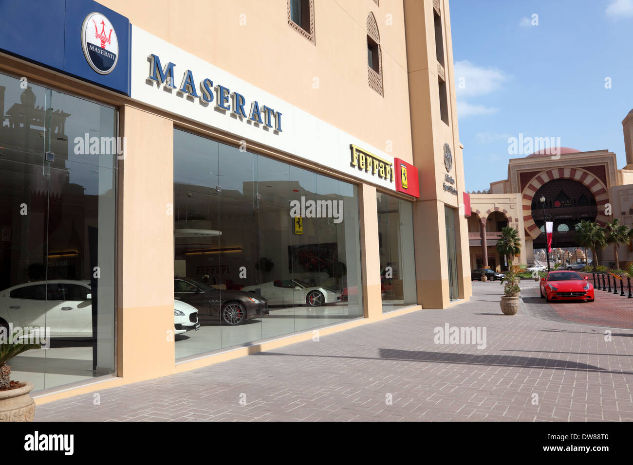 Luxury car dealer in Porto Arabia, Doha, Qatar Stock Photo
