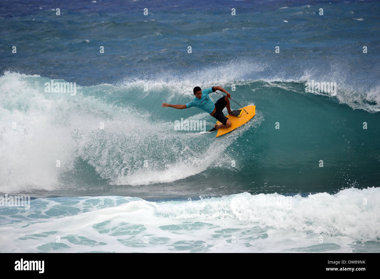 Sandy Beach Oahu Surfing Stock Photos & Sandy Beach Oahu Surfing Stock
