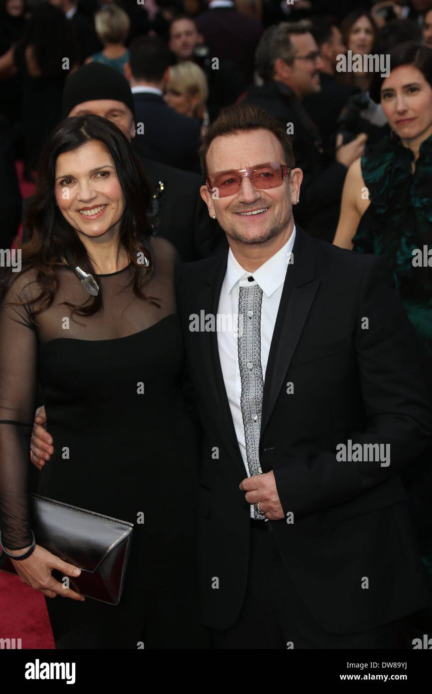 Ali Hewson and Paul Hewson aka Bono of U2 attend the 86th Academy Awards aka Oscars at Dolby Theatre in Los Angeles, USA, on 02 March 2014. Photo: Hubert Boesl Stock Photo
