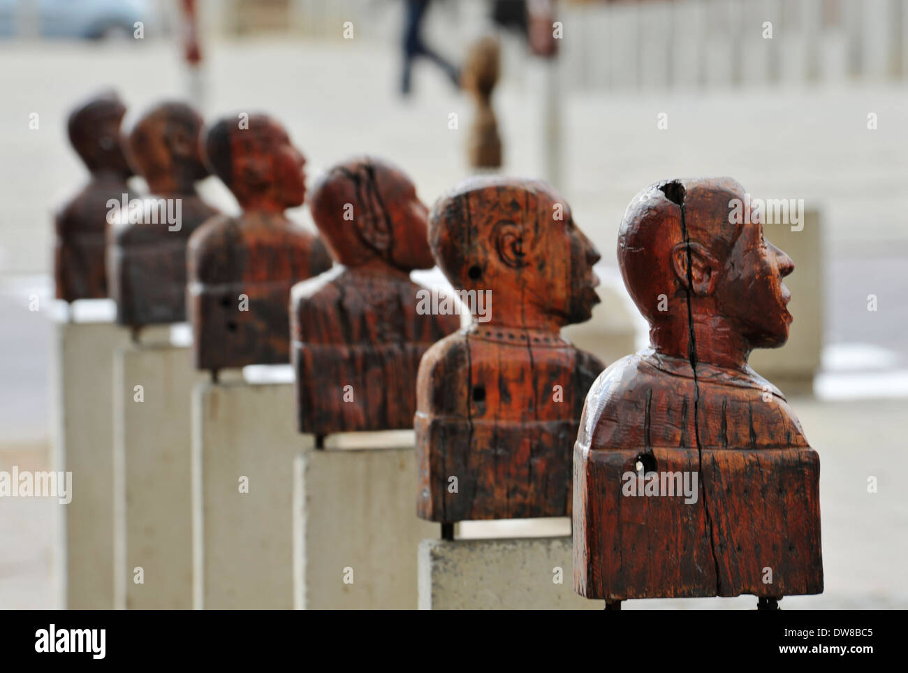 Johannesburg, Gauteng, South Africa, row of wooden sculptures, Market