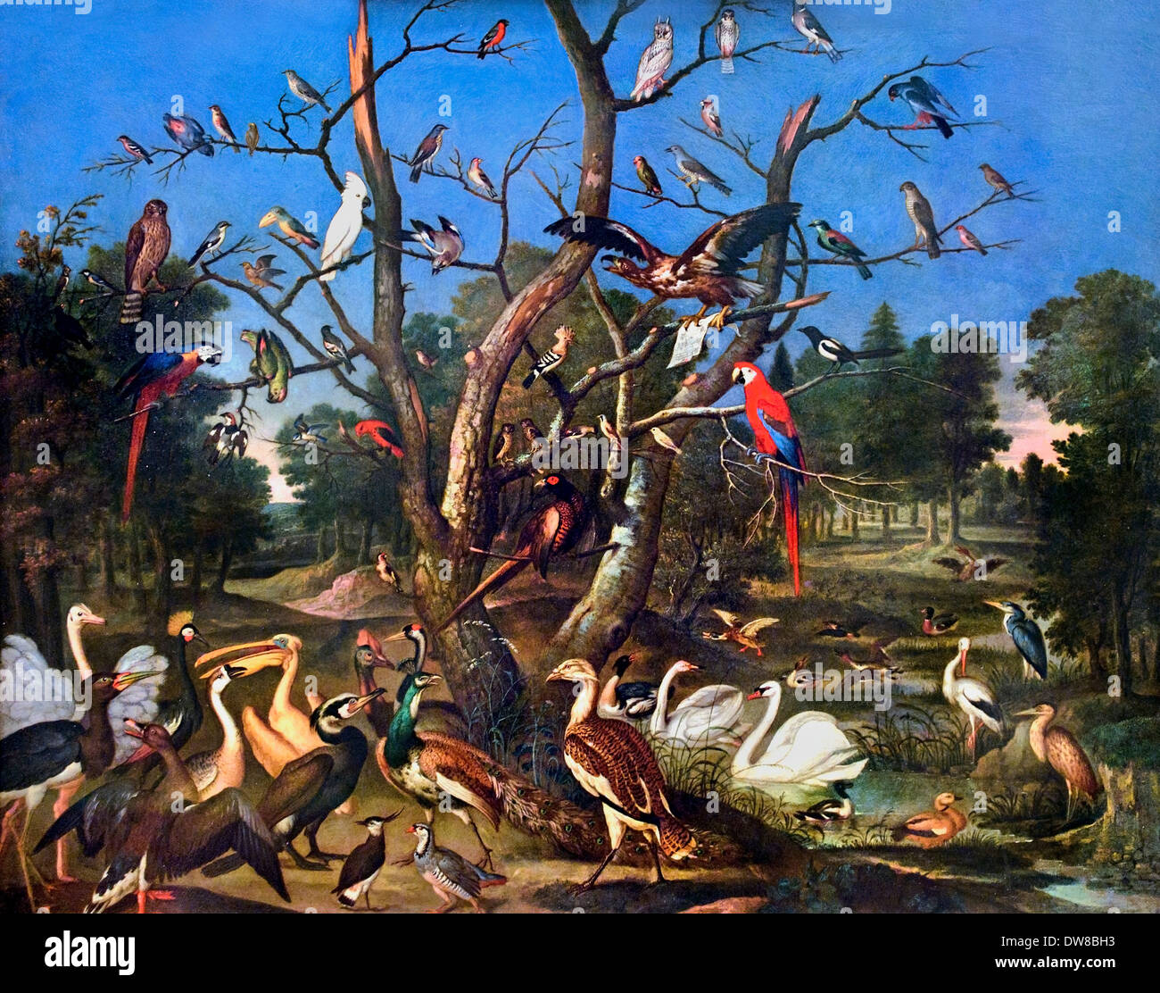 Konzert der Vogel - Concert of Birds 1670 Franz de Hamilton German Germany Stock Photo