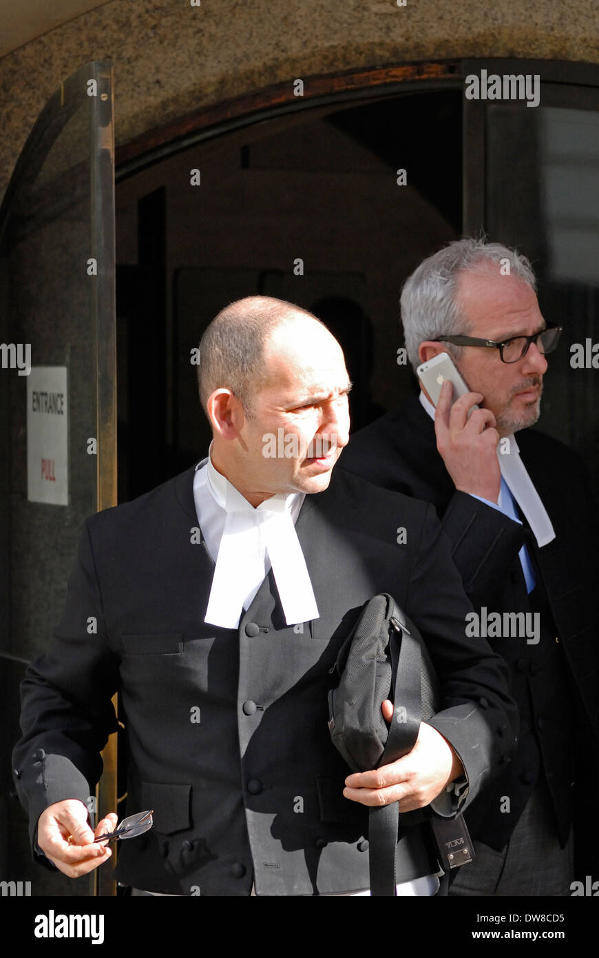 London, England, UK. Off-duty barristers leaving the Old Bailey / Central Criminal Court. Stock Photo