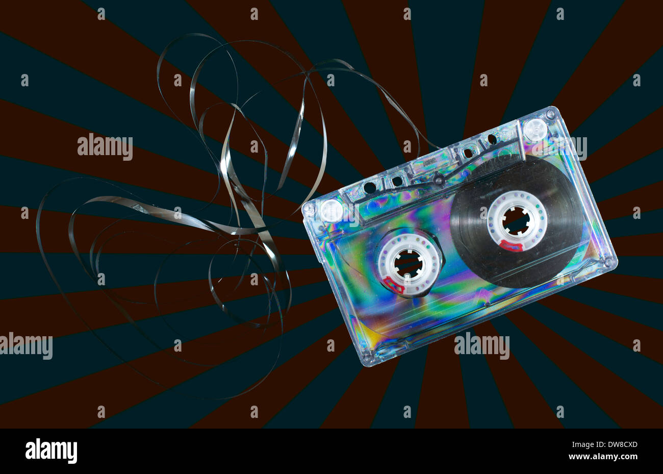 Vintage cassette tape on vintage rays background Stock Photo - Alamy
