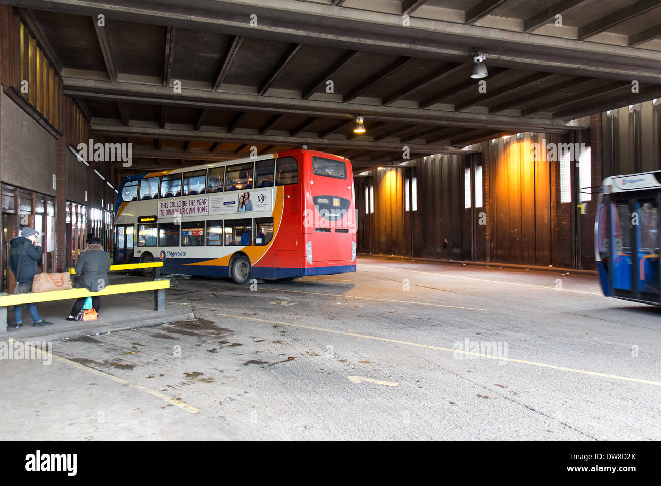 Greyfriars Gate Bus Station with a bus in the departure bay