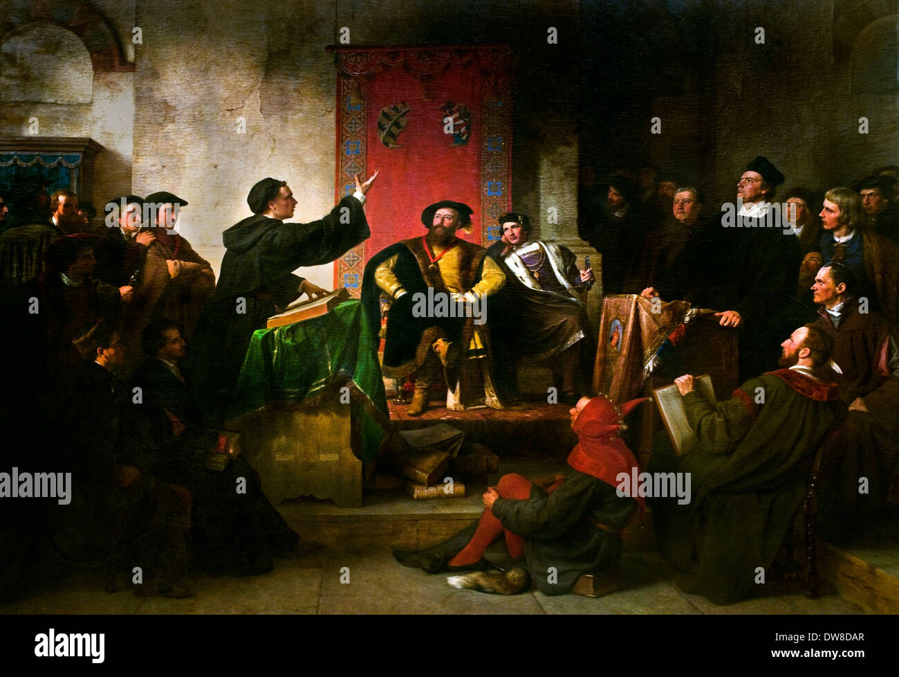 Disputation between Luther and Eck 1867 Carl Friedrich Lessing 1808 - 1880 Martin Luther 1483 – 1546 Protestant German Germany Stock Photo