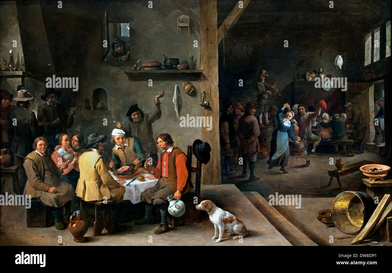 In the tavern 1648 David Teniers  the Younger 1610-1690 Flemish Belgian Belgium Stock Photo