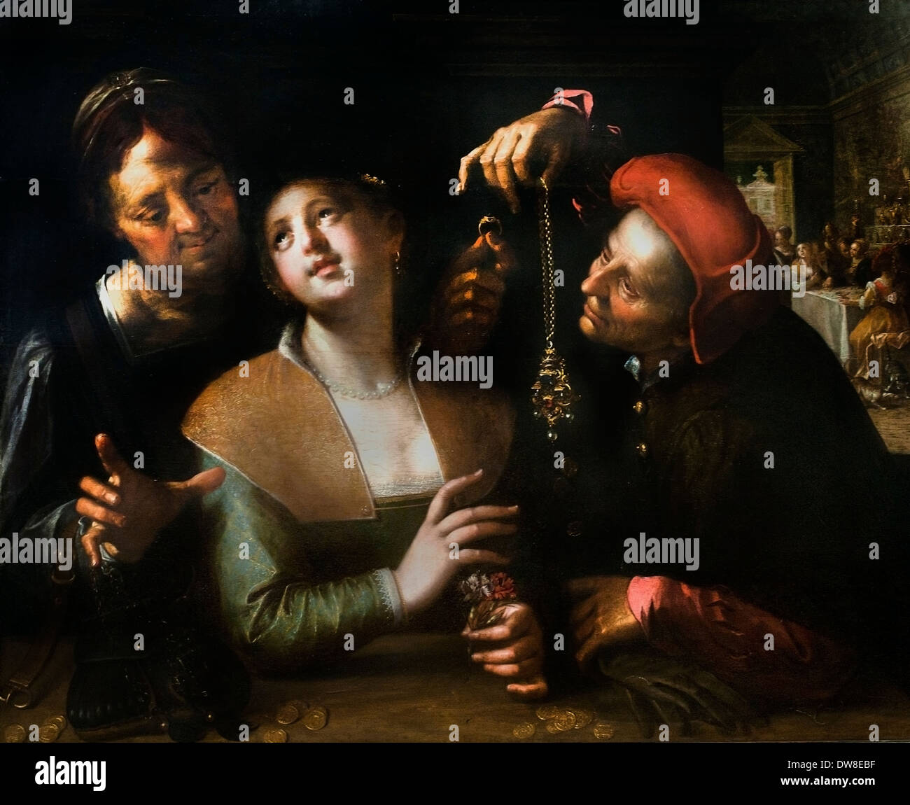 Kuppelszene - Coupling scene in 1600 Hans von Achen 1552-1615 German Germany Stock Photo